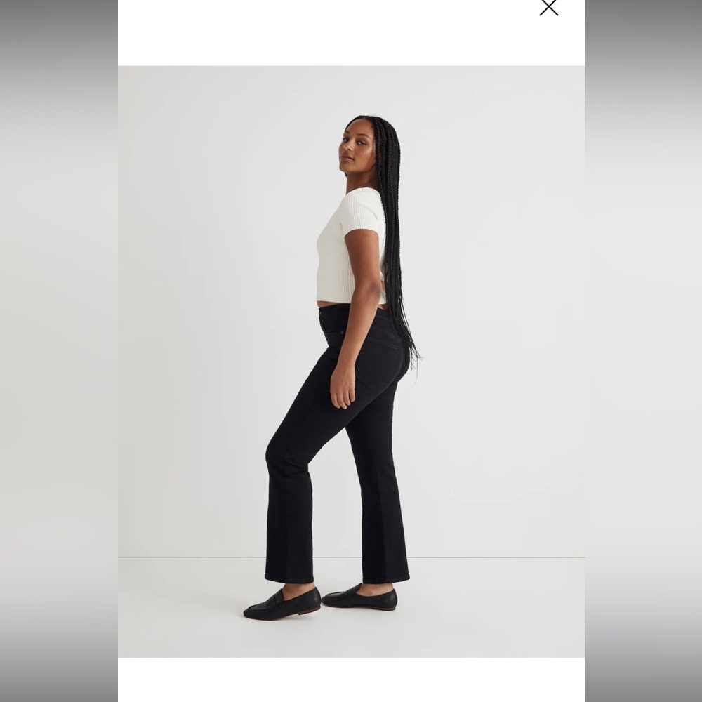 Madewell midrise kick out crop jeans black rinse